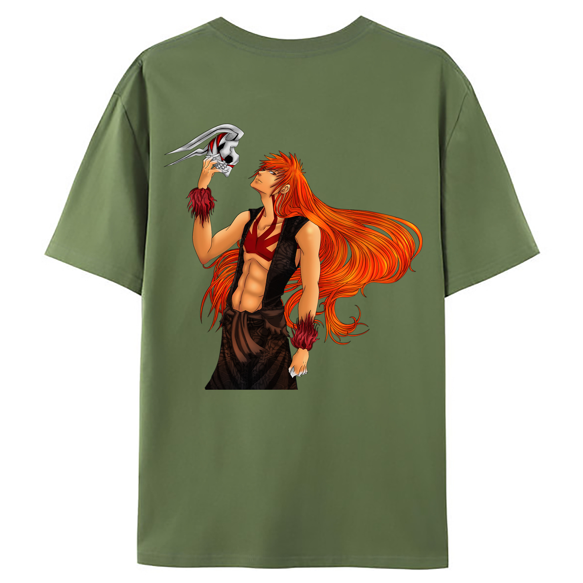 （画像用） ブリーチ 黒崎一護（くろさき いちご）BLEACH Kurosaki Ichigo 綿100％ メンズ半袖Tシャツ（バックプリント） 通気性